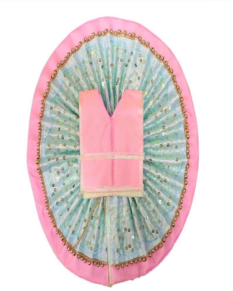 Charming Pink And Aqua Laddu Gopal Dress Sequin & Gota Work Deity Attire