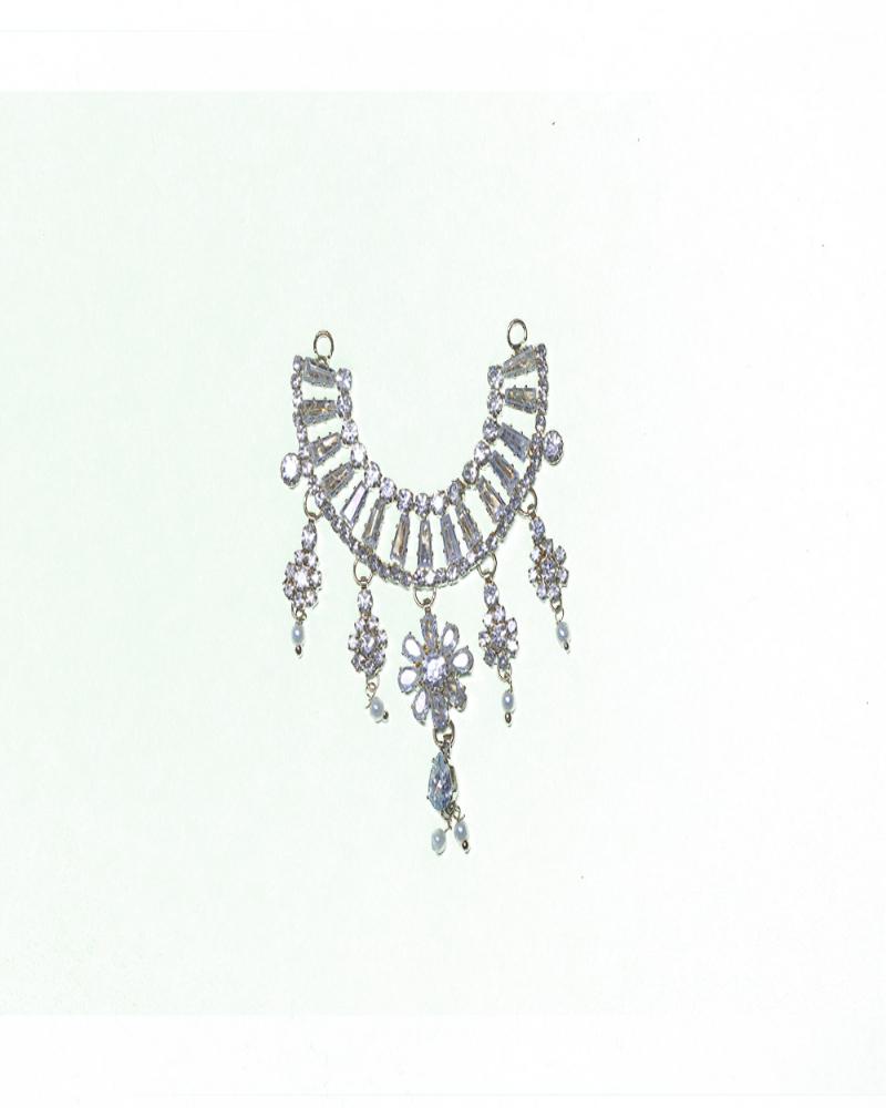 Crescent Crystal & Pearl Drop Jewelry Piece Floral Embellishment