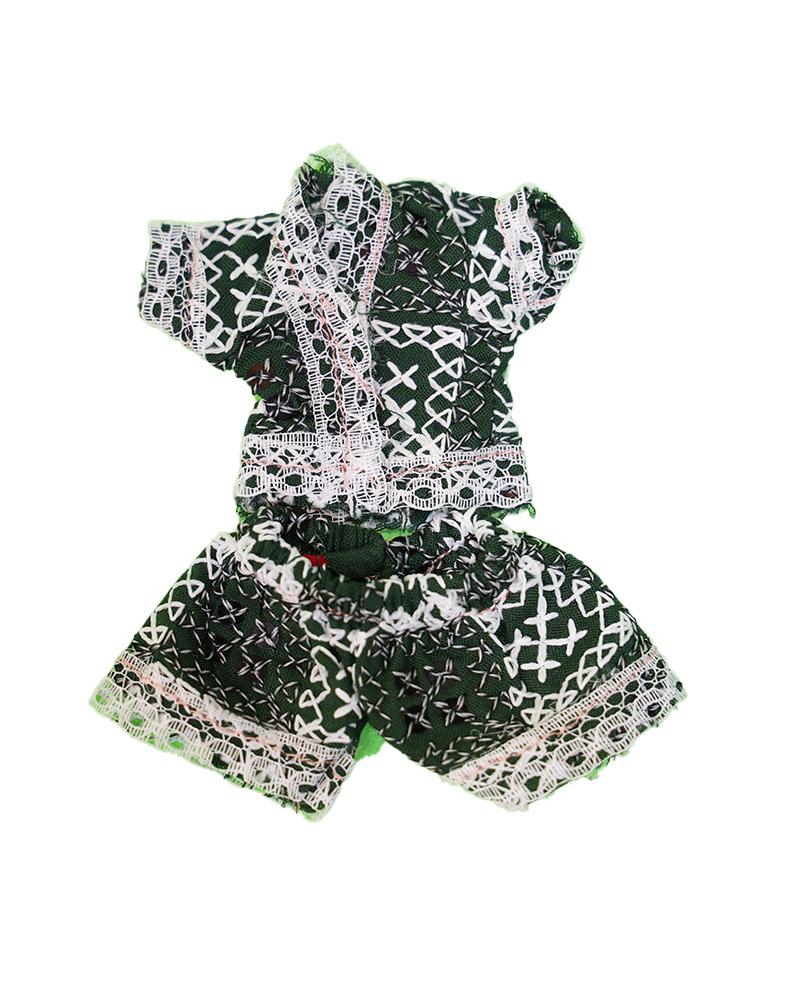 Dark Green & White Patterned Laddu Gopal Night Suit Cozy And Traditional Sleepwear