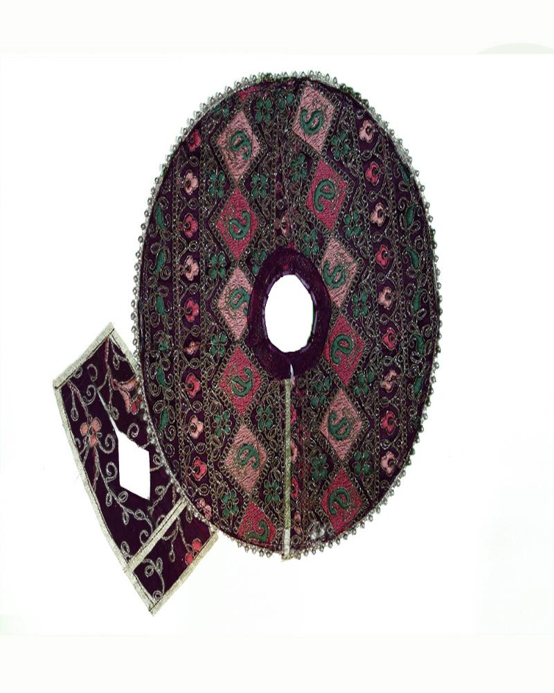 Dark Purple Laddu Gopal Poshak With Green & Pink Geometric Embroidery