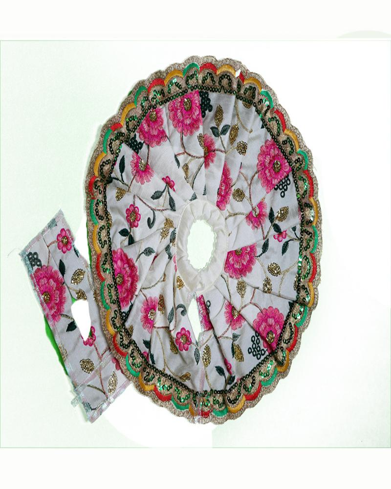 Delicate Bal Gopal Dress With Colorful Sequin Border & Flower Motifs