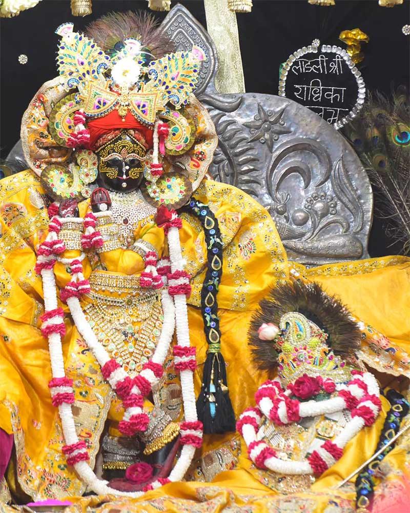 Designer Radhaballav Ji Outfit in Yellow with Grand Accessories Designer Radhaballav Ji Outfit in Yellow with Grand Accessories
