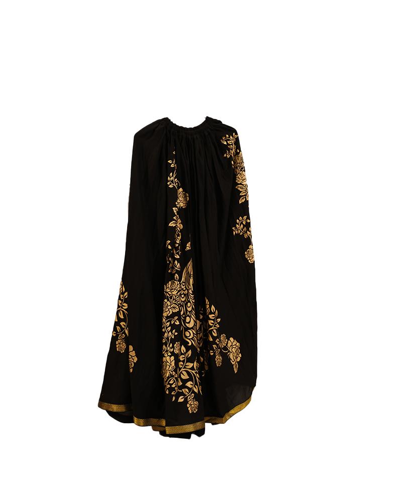 Elegant Black Skirt With Golden Flower Design Festive Or Party Wear Bottom