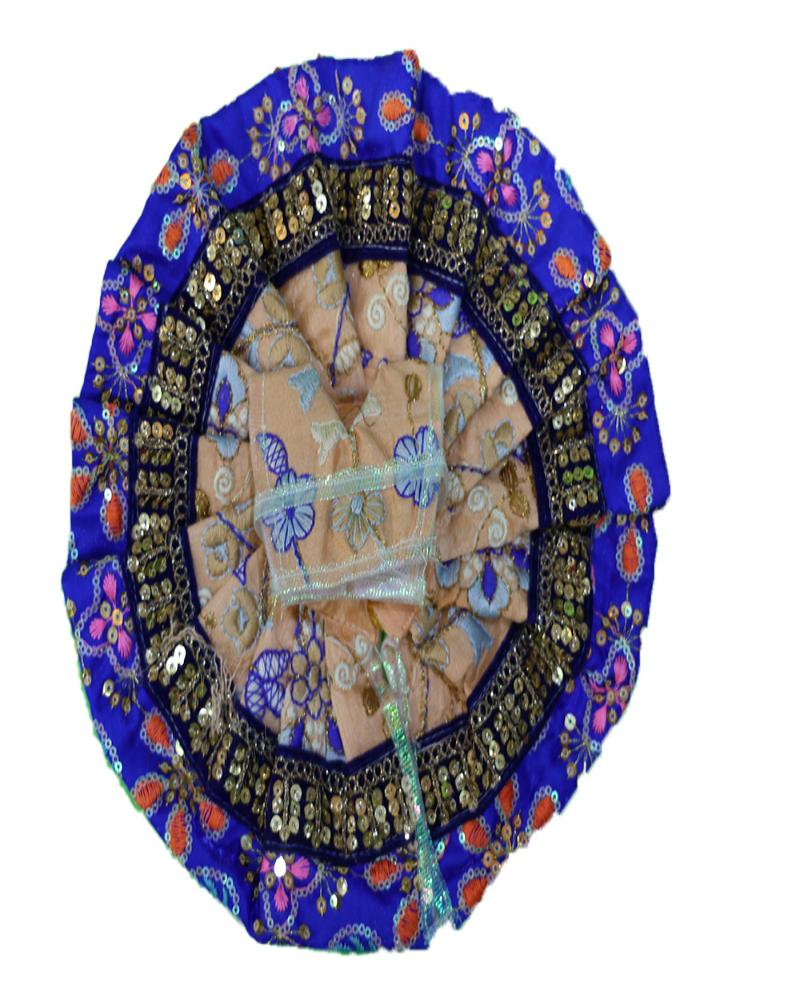 Elegant Blue And Peach Laddu Gopal Dress With Sequin Work Deity Attire