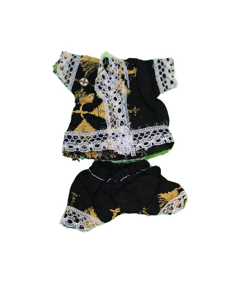Elegant Gold & Black Embroidered Laddu Gopal Night Suit Luxurious Deity Loungewear
