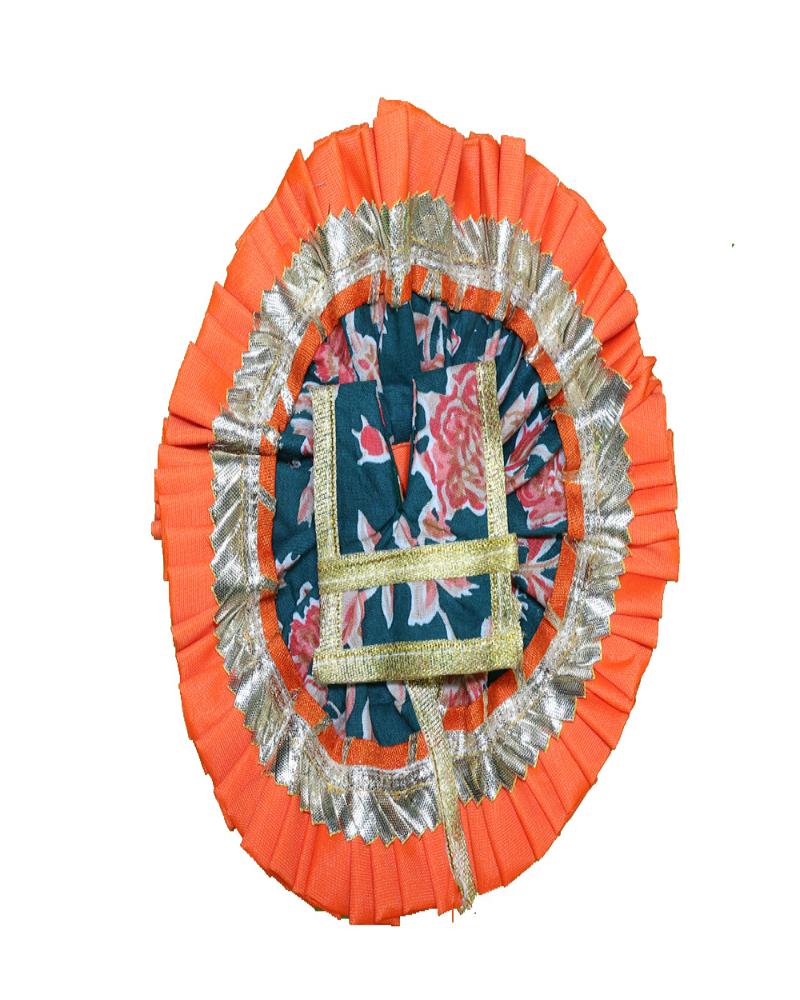 Elegant Orange Bal Gopal Dress With White & Gold Patterns