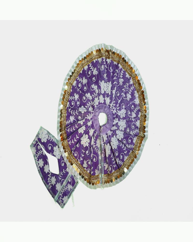 Elegant Purple Laddu Gopal Poshak With White Floral & Gold Sequin Work