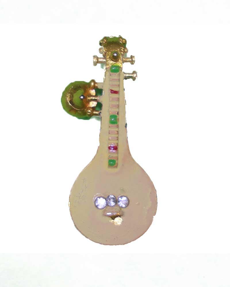 Elegant White Veena Ornament For God Idols Sparkling Musical Deity Accessory Elegant White Veena Ornament For God Idols Sparkling Musical Deity Accessory