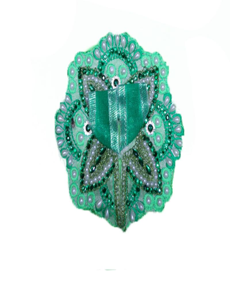 Emerald Green Laddu Gopal Poshak With Pearl & Bead Petal Design
