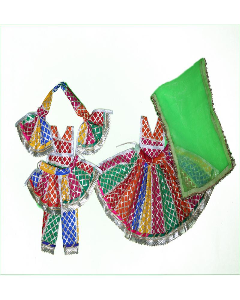 Festive Multicolor Geometric Pattern Radha Krishna Dress For Celebrations