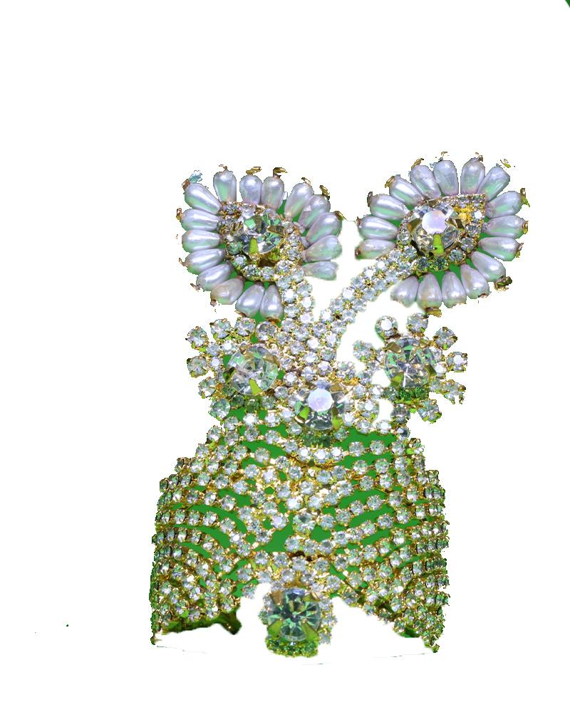 Flowered Design Rhinestone Murti Crown And Traditional Indian Shringar
