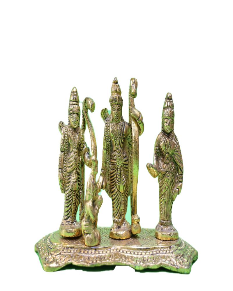 Golden Brass Ram Darbar Idol Lord Rama Family Statue Golden Brass Ram Darbar Idol Lord Rama Family Statue