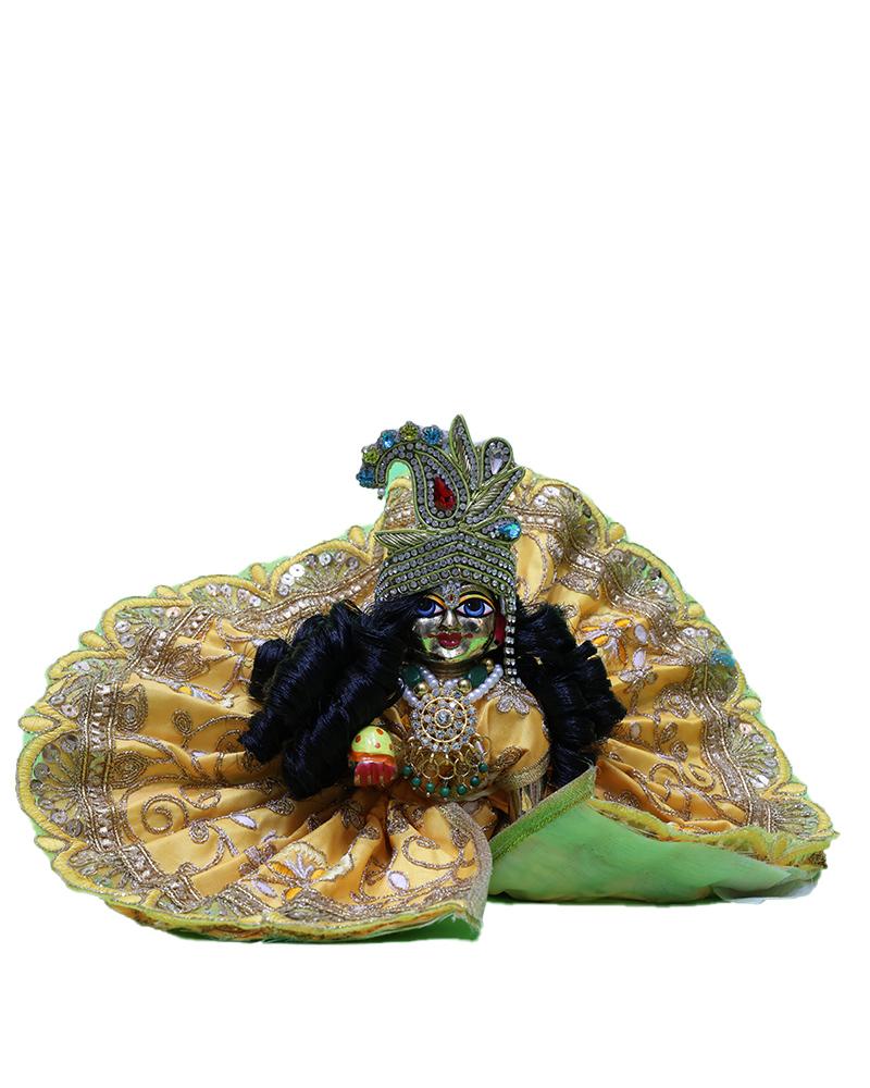  Golden Yellow Bal Gopal Statue Adorned Child Krishna Deity