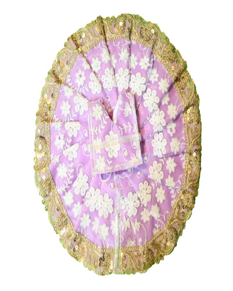 Graceful Lavender Laddu Gopal Dress With White Floral Embroidery