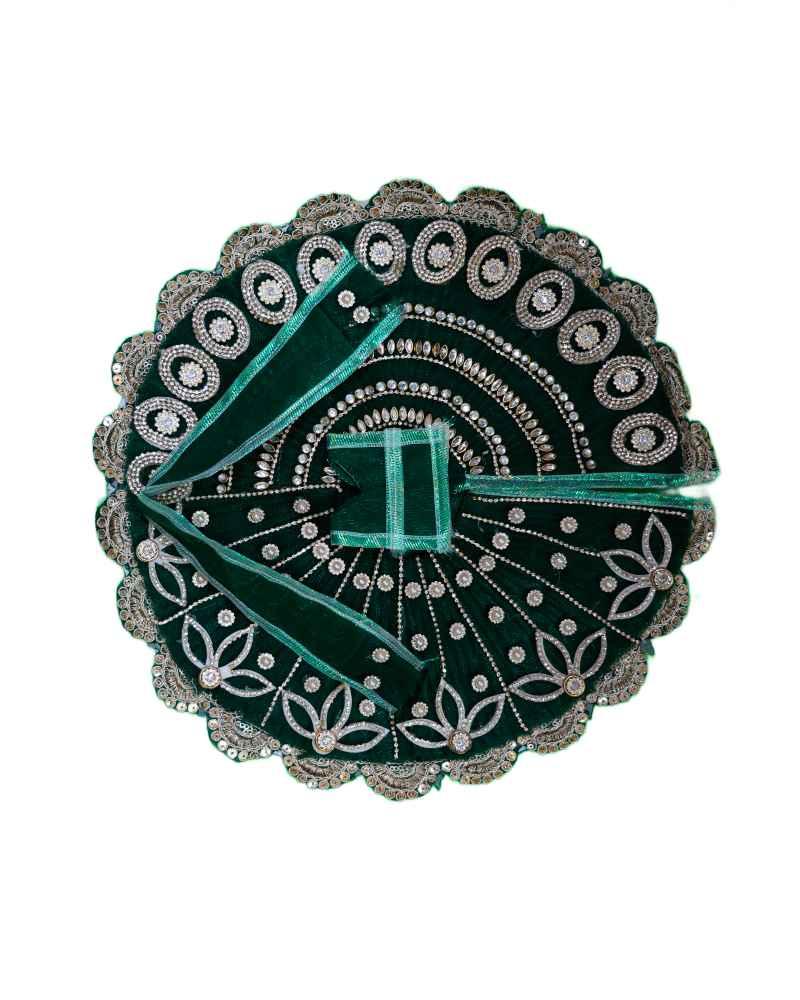 Green Velvet Laddu Gopal Dress with Heavy Embroidery