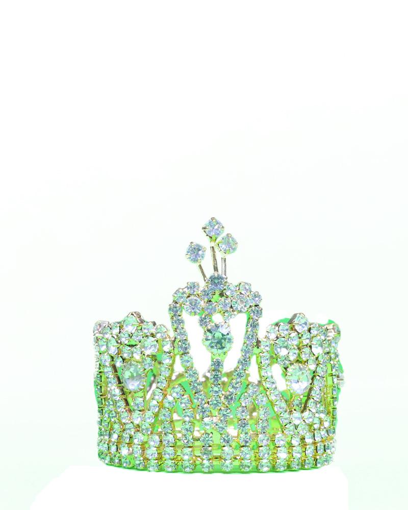 Green Crystal Crown For Radha Krishna Idol Deity Mukut