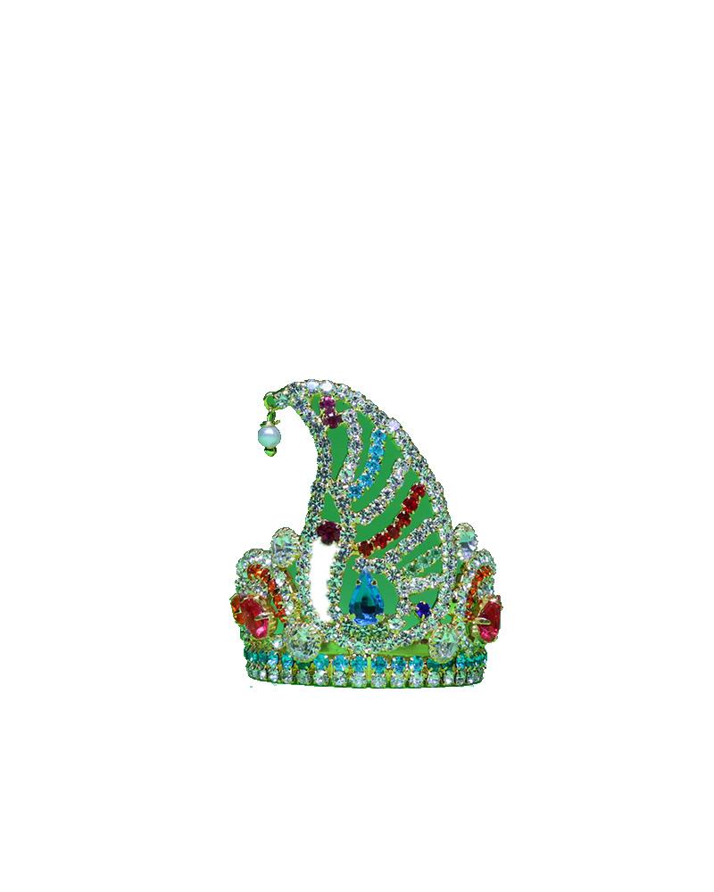 Green Multicolored Stone Peacock Design Laddu Gopal Mukut