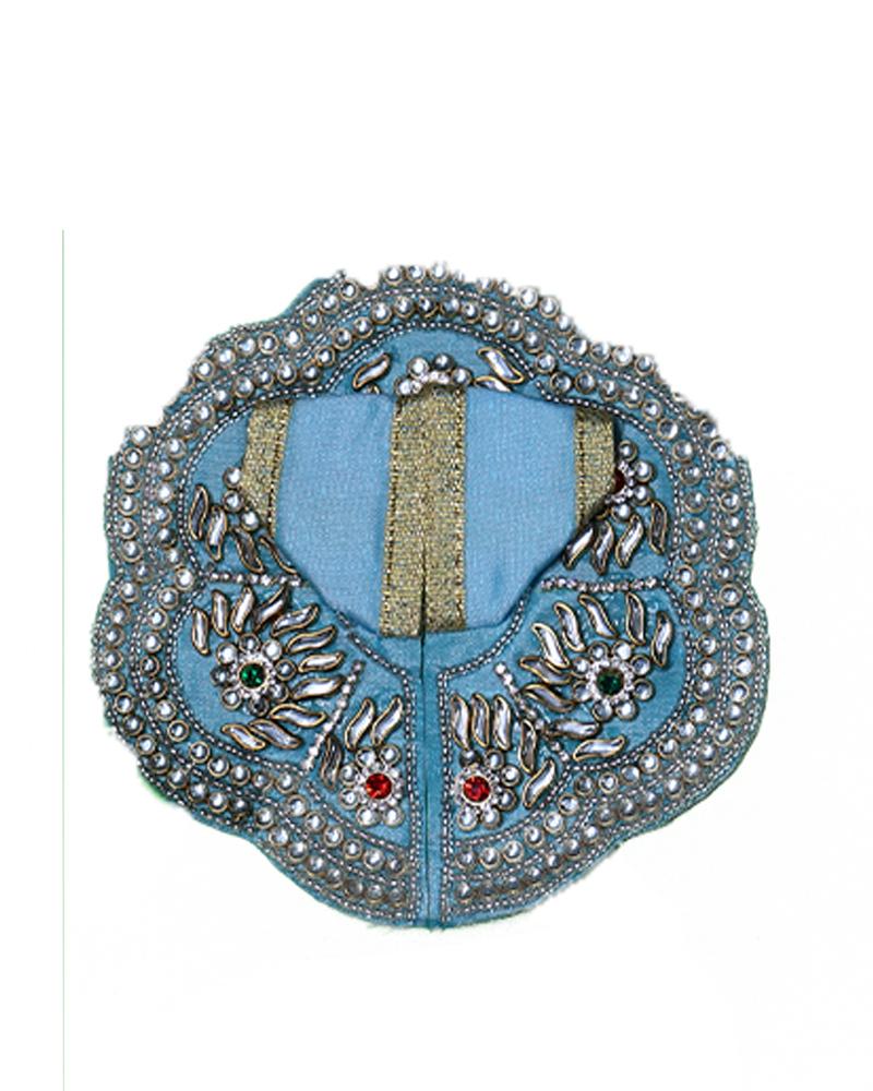 Light Blue Laddu Gopal Poshak With Silver Embroidery & Colored Stones