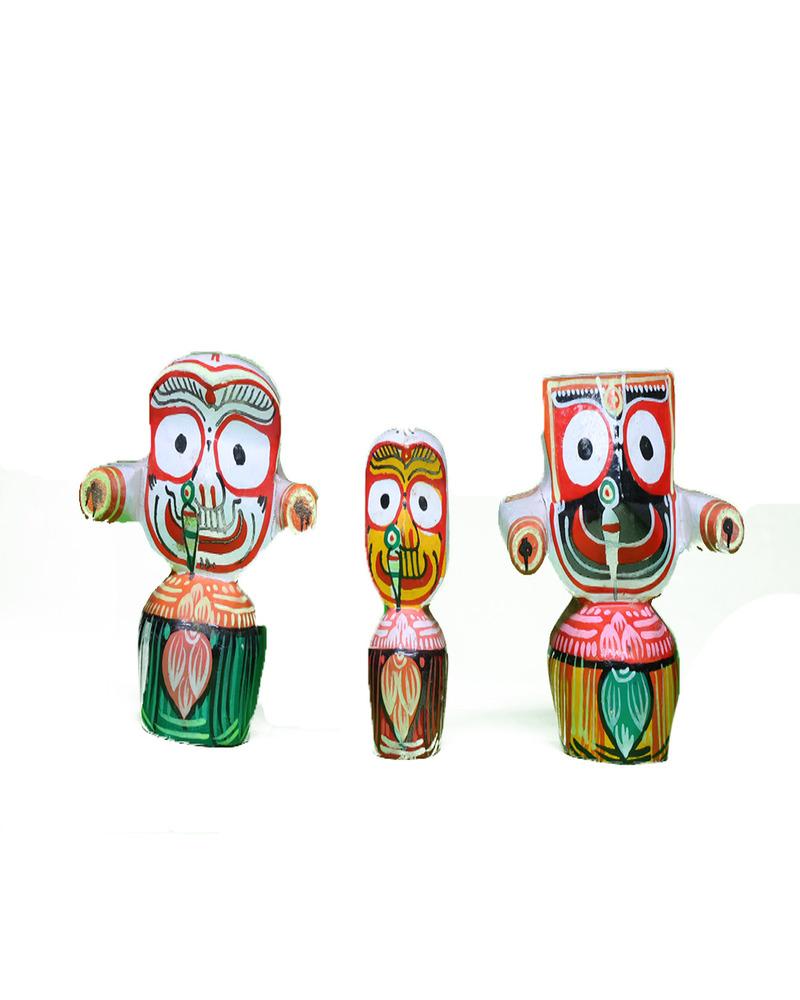 Lord Jagannath Balabhadra Subhadra Wooden Idols Puri Style Deities