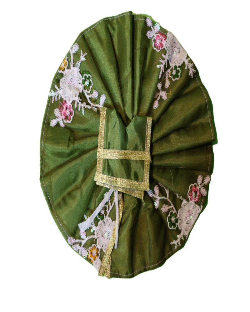 Lush Emerald Green Laddu Gopal Poshak With White Floral Embroidery