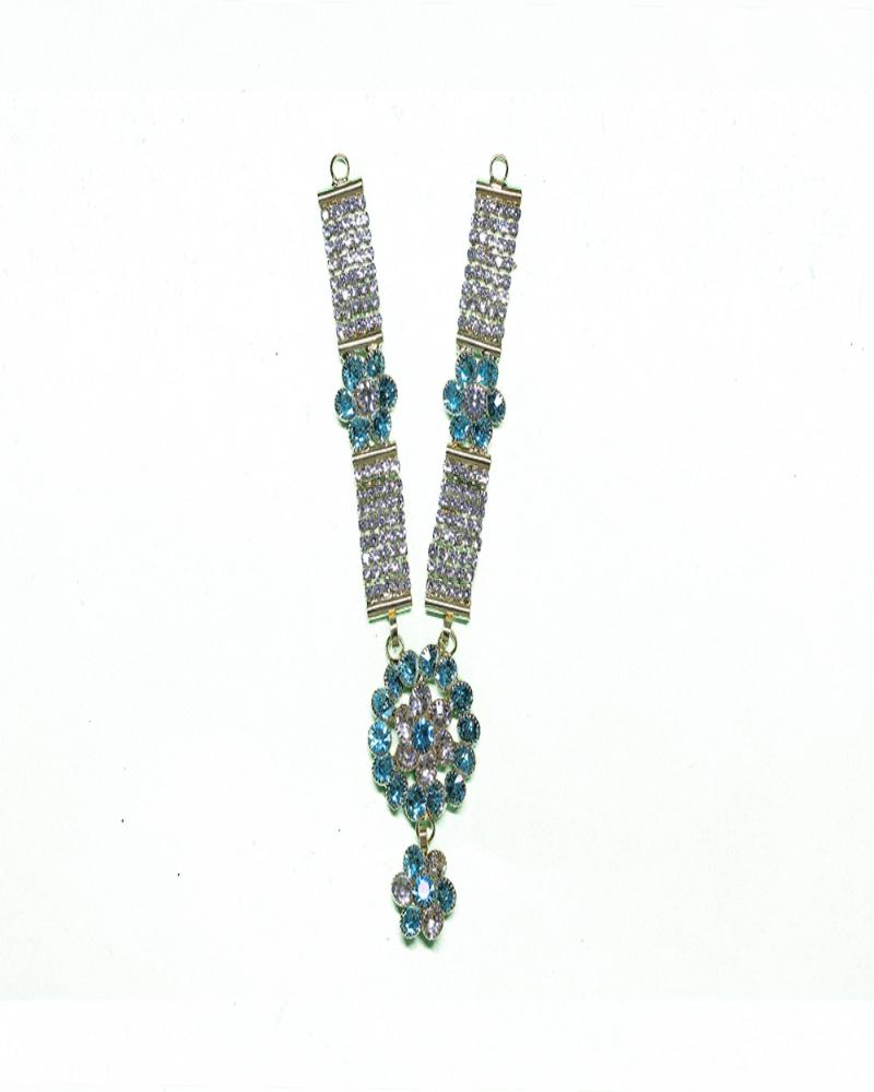 Modern Blue Gemstone Embellishment  Striped Crystal Accent