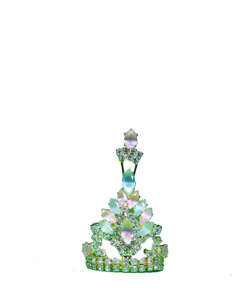 Modern Design Deity Mukut With Green Base And Rhinestones