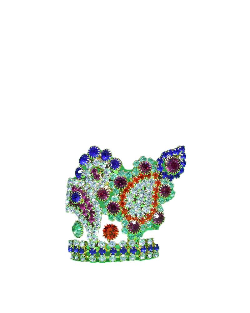Multi-Color Gemstone Deity Crown Paisley Design Idol Headpiece