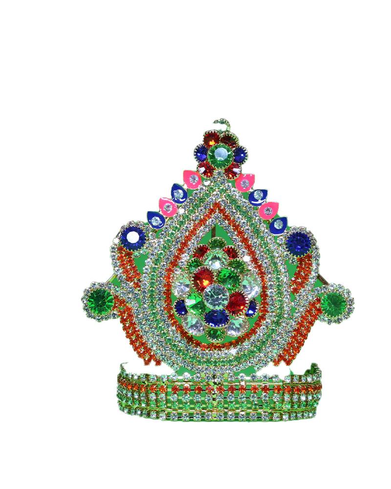 Multicolor Stone Studded Radha Krishna Crown Deity Shringar Mukut