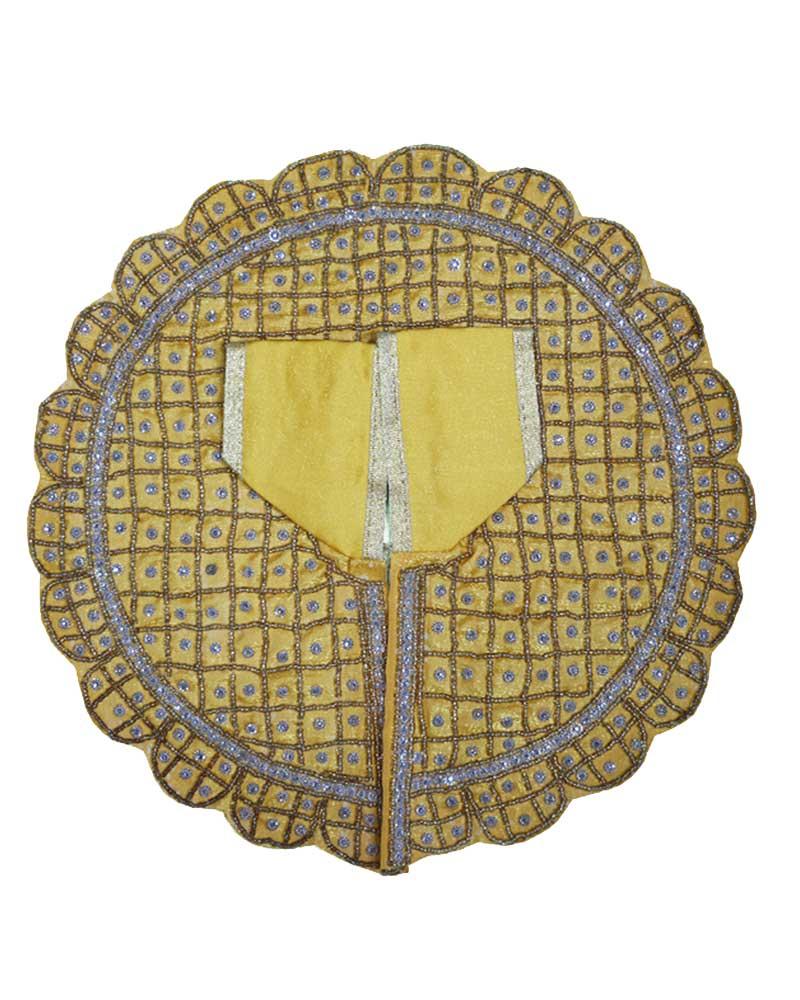 Mustard Yellow Laddu Gopal Poshak With Silver Grid Pattern & Bead Work Mustard Yellow Laddu Gopal Poshak With Silver Grid Pattern & Bead Work