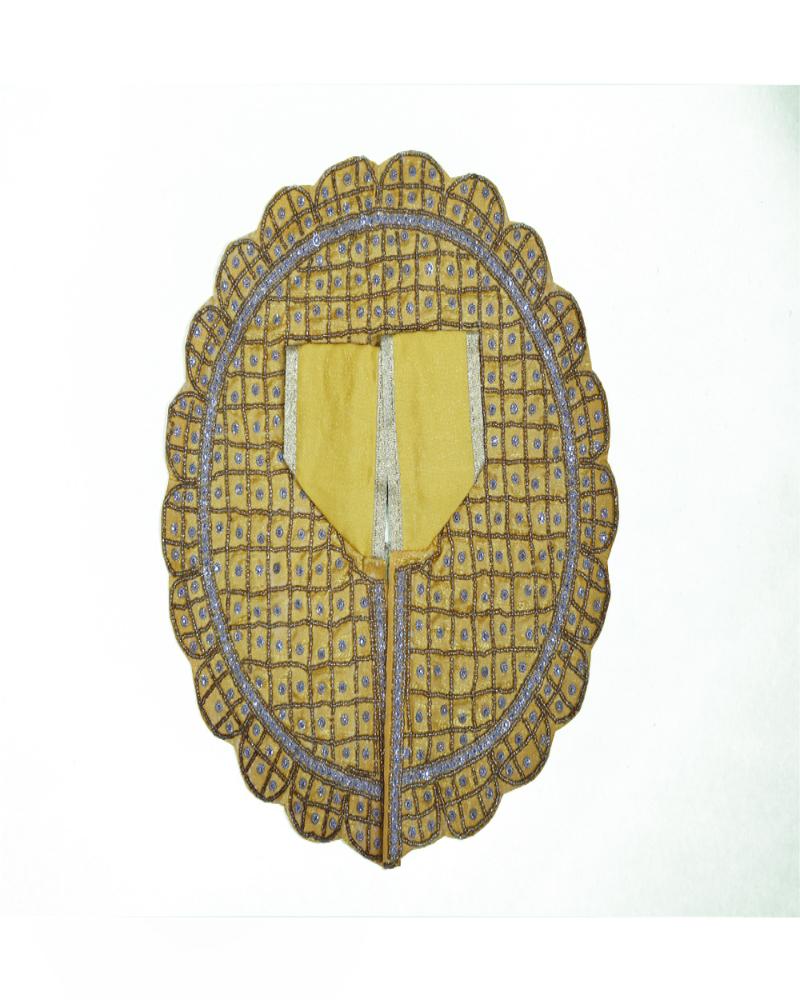 Mustard Yellow Laddu Gopal Poshak With Silver Grid Pattern & Bead Work