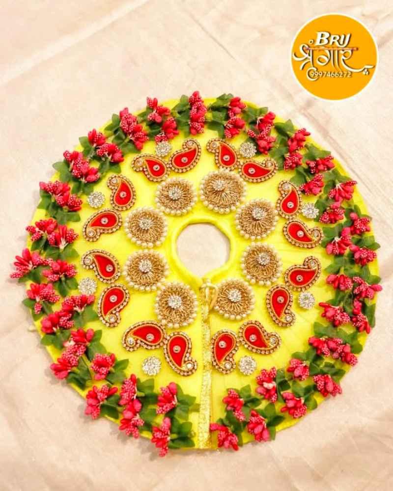 Laddu Gopal Ji Heavy Stonework Festival Special Yellow Dress