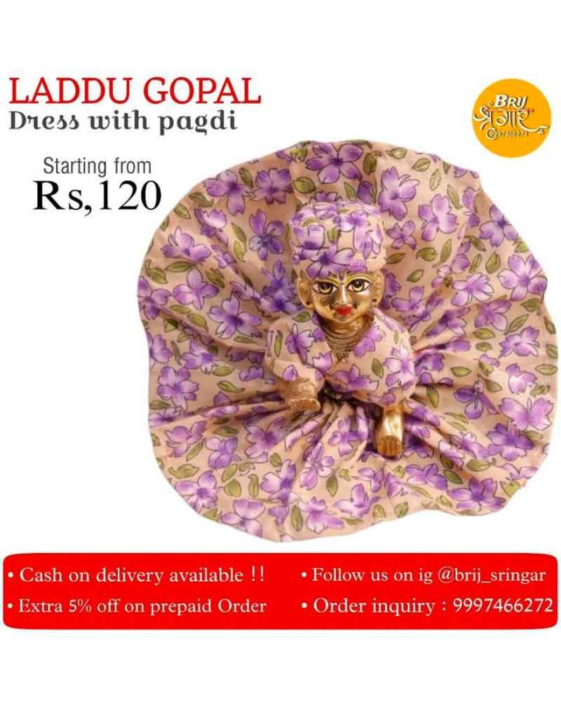 Laddu Gopal Dress with Pagdi Flower Style