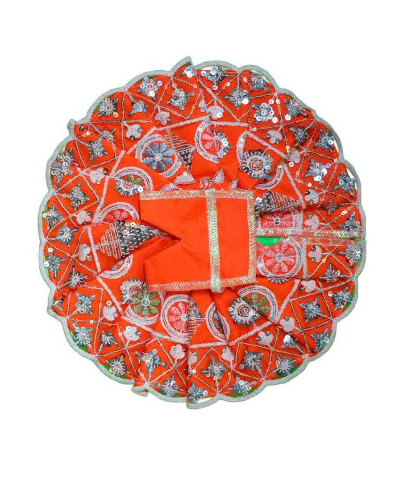 Orange Laddu Gopal Dress with Embroidery and Sequins Work