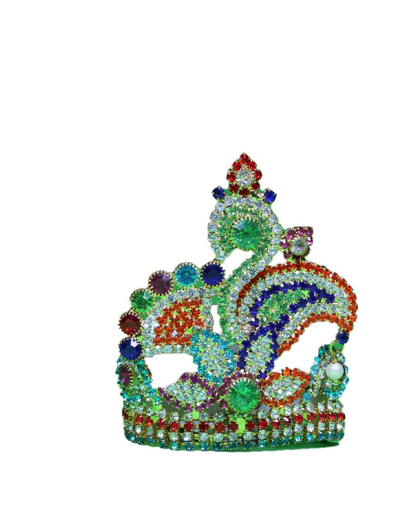Peacock Design Multi-Color Deity Crown Unique Idol Headpiece