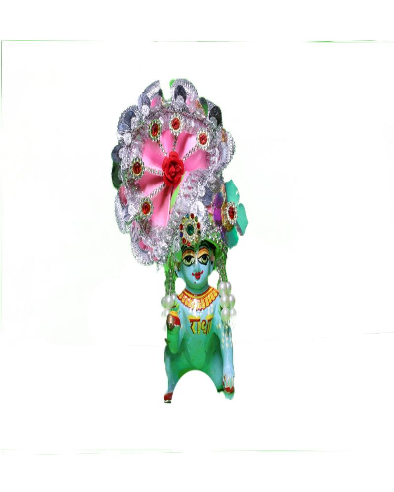 Pink & Silver Laddu Gopal Pugree With Rhinestone Flower
