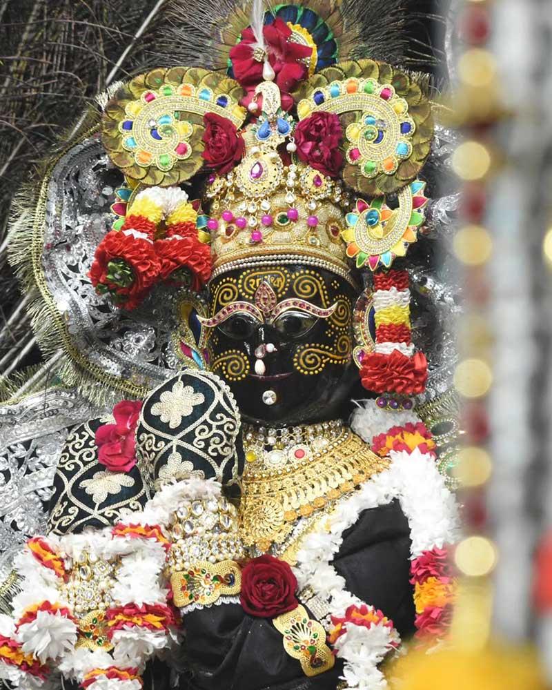 Radhaballav Ji in Black Poshak with Golden Jewelry Radhaballav Ji in Black Poshak with Golden Jewelry