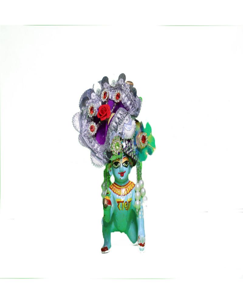 Purple & Silver Laddu Gopal Pugree With Red Rose And Stone Work