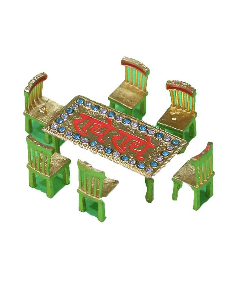 Radhe Radhe Dining Table & Chairs Set For God Idols Radhe Radhe Dining Table & Chairs Set For God Idols