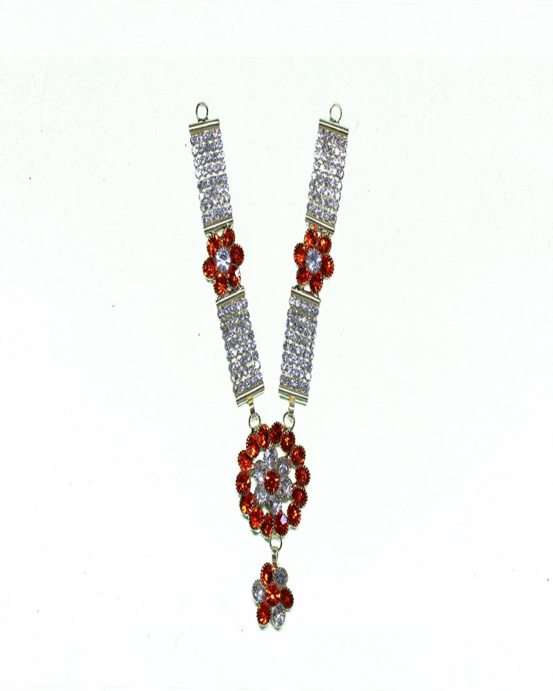 Red & Brilliant Stone Floral Adornment Captivating Piece