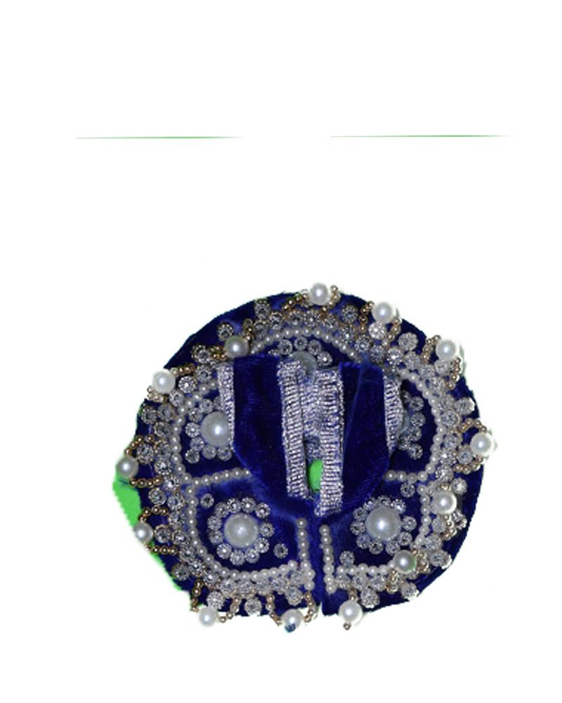 Royal Blue Velvet Laddu Gopal Poshak With Pearl & Stone Work