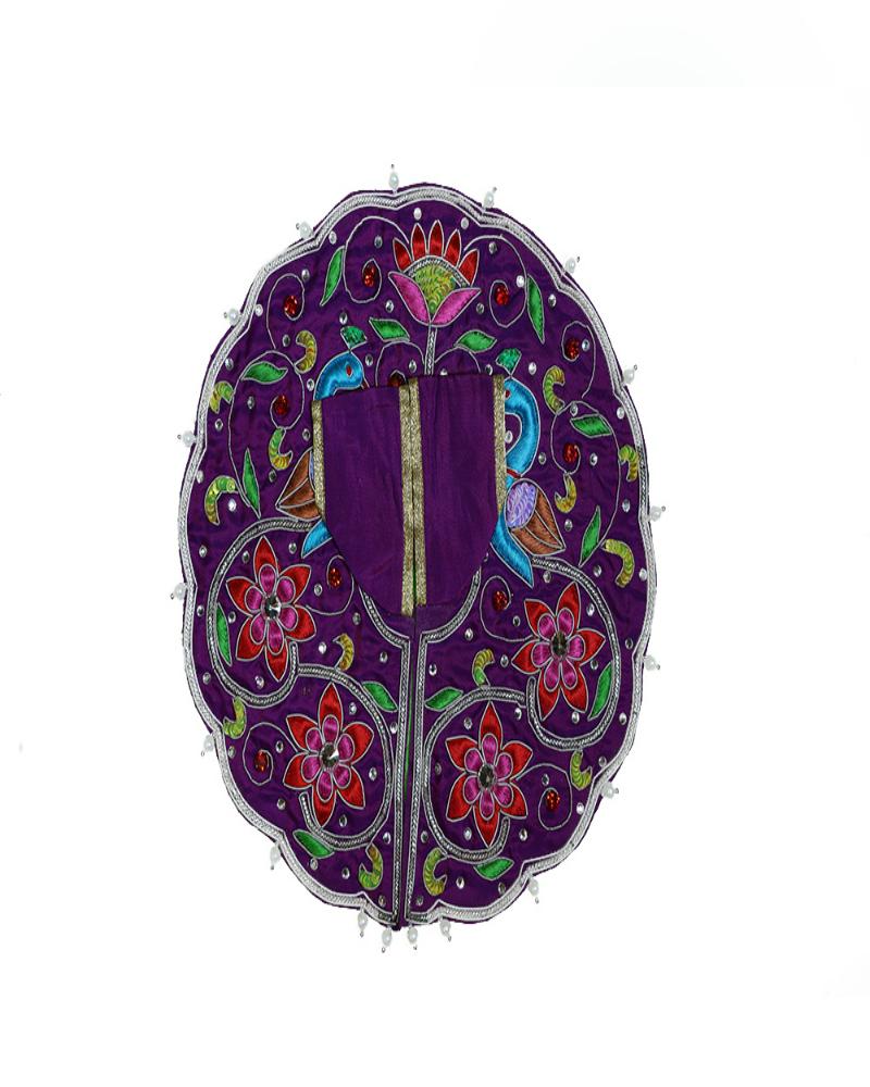Royal Purple Laddu Gopal Poshak With Multi-Color Floral Embroidery