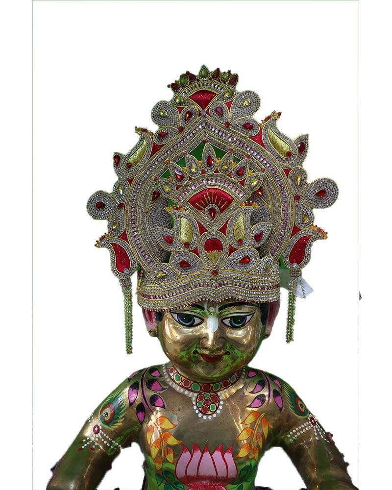 Royal Red & Green Kundan Work Laddu Gopal Pugree