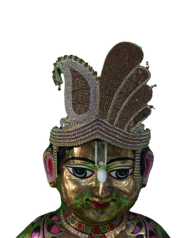 Shimmering Gold & Silver Beadwork Laddu Gopal Pugree