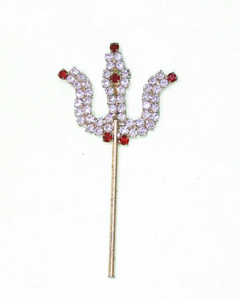 Sparkling Lord Shiva's Trishul Ornament Elegant Gemstone & Crystal Studded Trident For Idols Sparkling Lord Shiva's Trishul Ornament Elegant Gemstone & Crystal Studded Trident For Idols