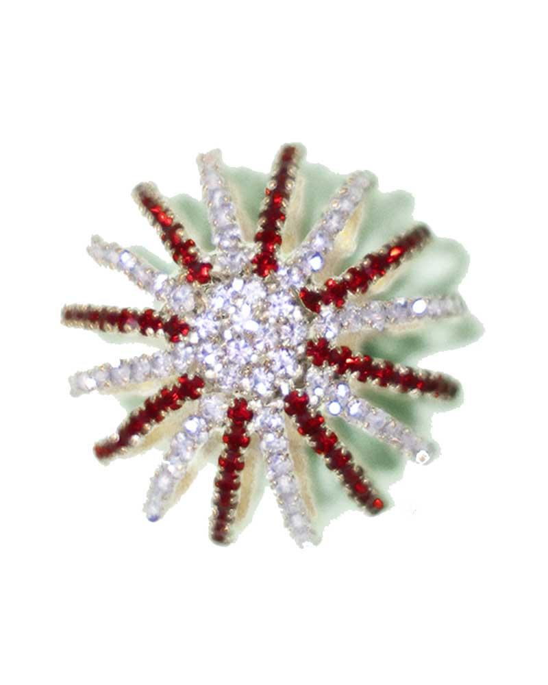 Sparkling Starburst Ornament For God Idols Red & White Rhinestone Deity Decor Sparkling Starburst Ornament For God Idols Red & White Rhinestone Deity Decor