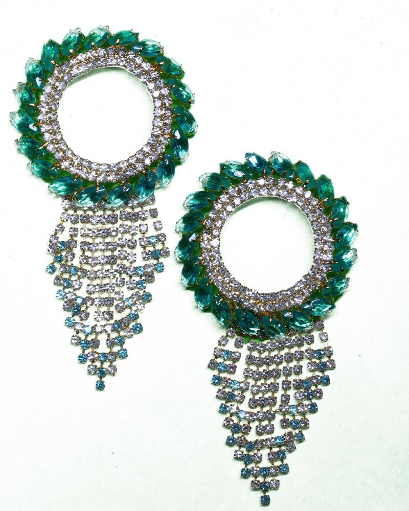 Stunning Green & Aqua Rhinestone Circular Bracelet Eye-Catching Ethnic Kada Stunning Green & Aqua Rhinestone Circular Bracelet Eye-Catching Ethnic Kada