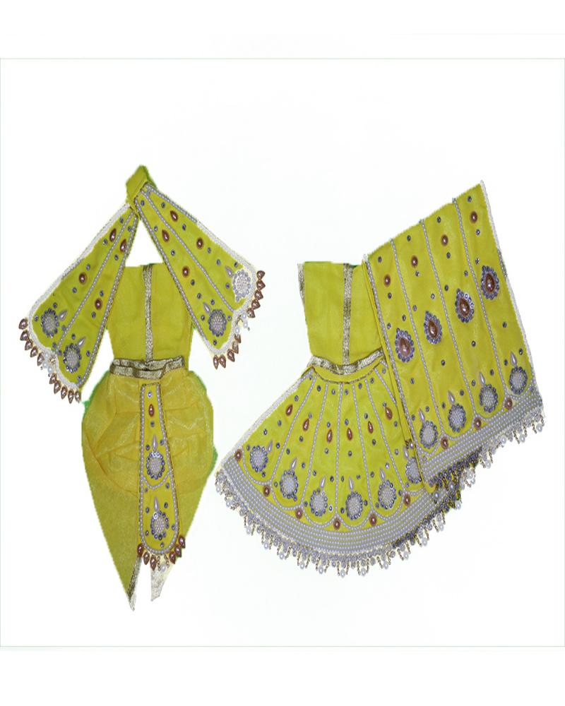 Stylish Lime Green Beaded & Zari Detail Radha Krishna Dress With Dhoti