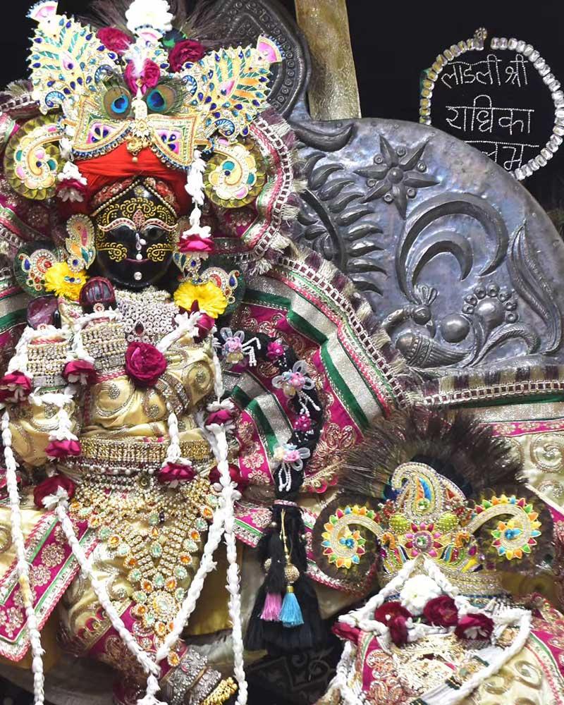 Traditional Crown and Purple Poshak for Radhaballav Ji Traditional Crown and Purple Poshak for Radhaballav Ji