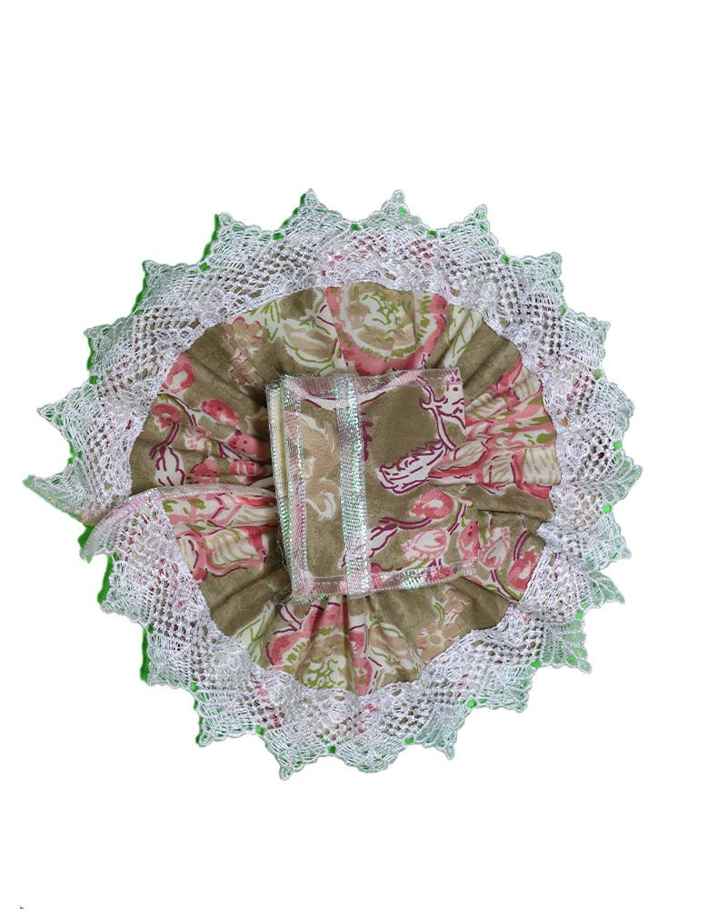 Traditional Bal Gopal Dress In Green With White Embellishments