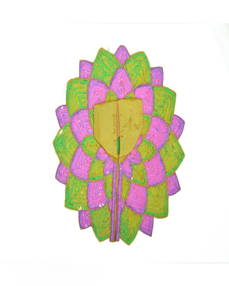 Unique Laddu Gopal Poshak With Layered Pink & Green Petal Design